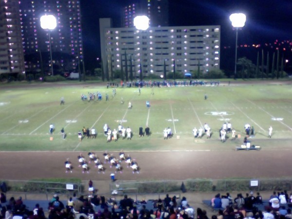 The Castle-Moanalua varsity game is about 40 minutes away. The JV game (pictured) is almost over. (Paul Honda / Star-Advertiser)