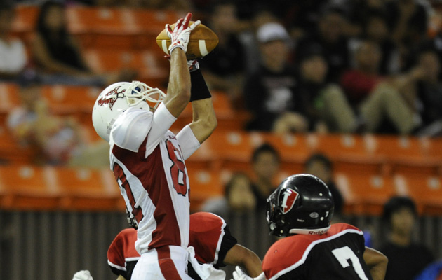 Kalani's Trevor Yamashita has 18 catches for 223 yards and 2 TDs in three OIA White games.