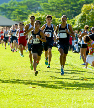 Kamehameha's Davis Kaahanui led the pack in the boys race. (Jesse Castro / Special to the Star-Advertiser)