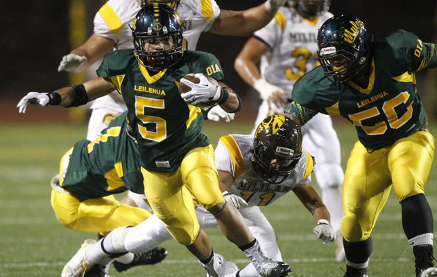 Ikaika Piceno and Leilehua face Moanalua in the OIA Red playoffs. (Jamm Aquino / Star-Advertiser)