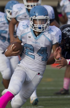 St. Francis QB Ranan Mamiya leads the team in passing and rushing. (Cindy Ellen Russell / Star-Advertiser)