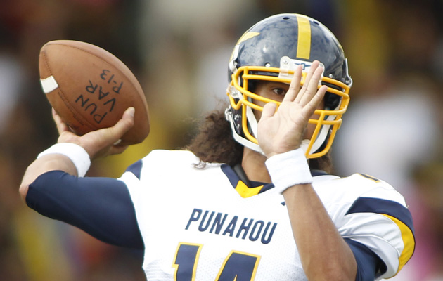 Punahou QB Larry Tuileta. (Krystle Marcellus / Star-Advertiser)