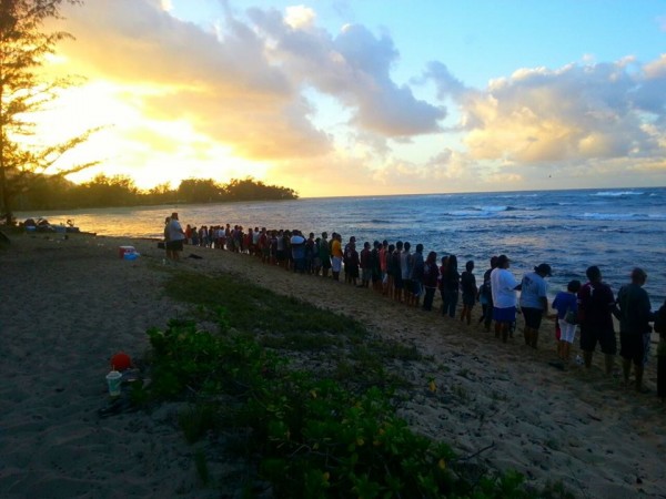 Farrington football players spent the afternoon and evening at Mokuleia Beach. Teammate Dayne Ortiz has been missing since Saturday, last seen on a kayak there. (Photo courtesy of Linda Fehoko)