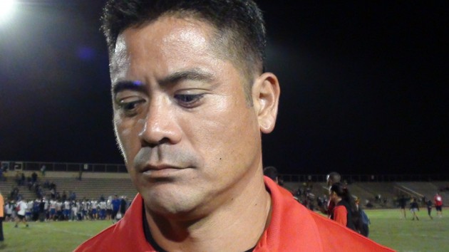 Lahainaluna co-head coach Garret Tihada complimented the Cougars, but also conceded that his offense struggled without Jared Rocha-Islas. (Paul Honda / Star-Advertiser)