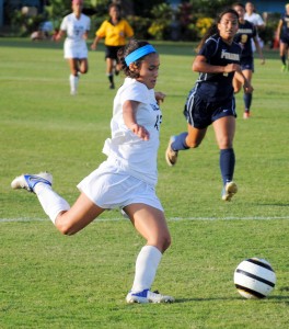 Megan Goo has scored in two of 'Iolani's three matches this season, but was shut out by Punahou.