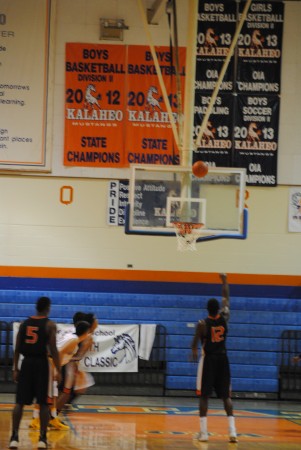 Kalaheo placed its newly-won state championship banner behind one of the baskets.