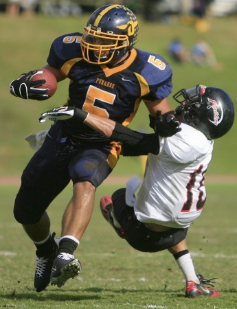 Punahou's Manti Teo was the defensive player of the year for both newspapers in 2008 and the Honolulu Star-Bulletin's selection in 2007. Photo by Jamm Aquino.