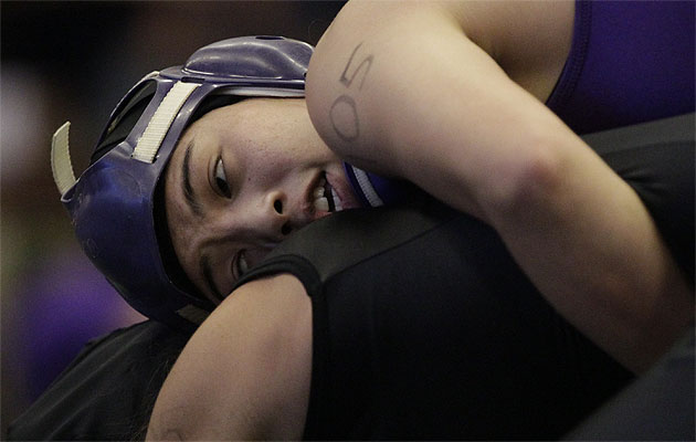 Pearl City's Breanne Takaesu rules her weight class, but there are a lot of capable wrestlers under her. Honolulu Star-Advertiser Photo by Krystle Marcellus