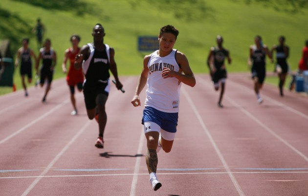 Punahou's Michael Zane anchored the fastest relay at the state meet. Photo by Cindy Ellen Russell.