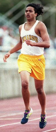 Nobody has run a faster 400 at the state meet than Punahou's Bennett Valencia in 1997. Photo by George Lee.