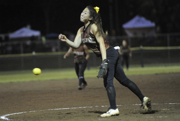 Mililani's Aubree Kim has been stellar all season, but she might have pitched her best game of the year in the state quarterfinals. Photo by Bruce Asato.