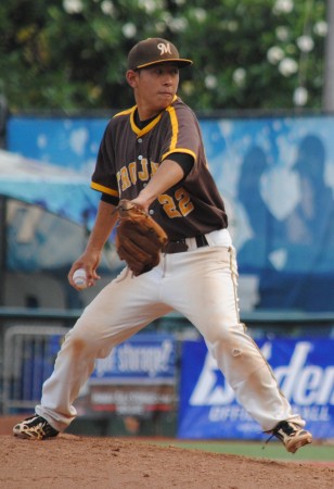 Mililani pitcher Trevor Inouye is giving Kailua all kinds of trouble.