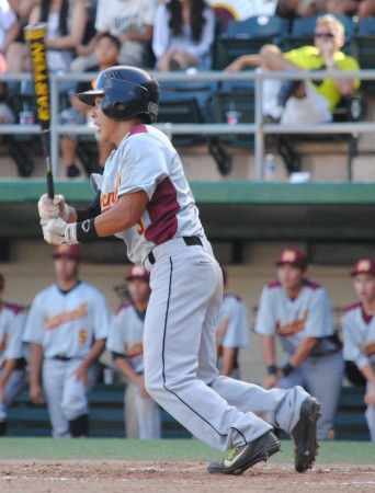 Justin Ushio drove in Maryknoll's first run with a bases-loaded single.