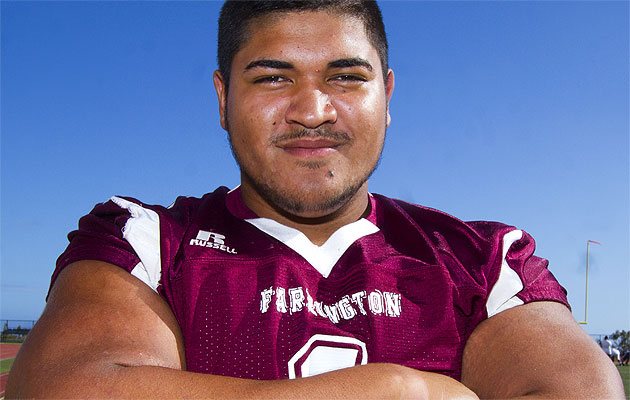 Breiden Fehoko is the fourth player in his family to be regarded as among the best at his position in the state for Farrington. Photo by Dennis Oda.