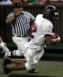 Former Saint Louis quarterback Cameron Higgins ended his high school career as a rushing threat.