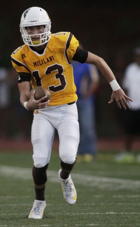 Mililani quarterback McKenzie Milton has been a dual threat this season.  Honolulu Star-Advertiser photo by Krystle Marcellus