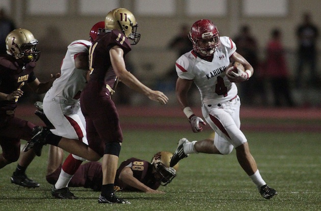 Sophomore Kesi Ah-Hoy is one of Kahuku's main weapons on offense. Photo by Krystle Marcellus/Star-Advertiser