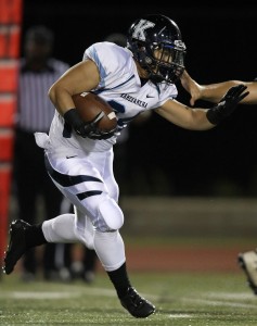 Kamehameha running back Kayson Nakatsu was part of a committee against St. Francis. Darryl Oumi/ Special to the Star-Advertiser.