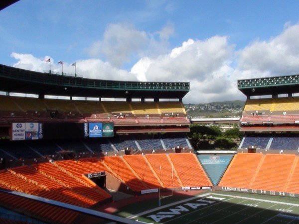 Breezy, sunny late afternoon at Aloha Stadium. Lucky we live Hawaii!