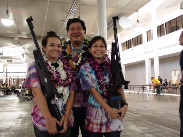 From left: Isabel Villanueva, coach Delwin Dang and Toni Silva. 