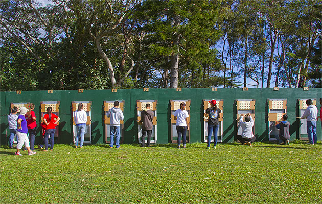 Shooters checked their targets after shooting during the OIA Championships at Pearl City on Saturday. Dennis Oda / Star-Advertiser.