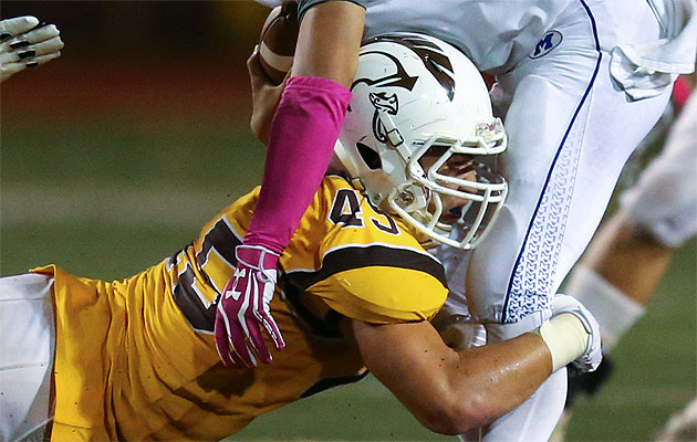 Defensive end Kaimana Padello is a key defensive returnee for Mililani. Darryl Oumi / Special to the Star-Advertiser.