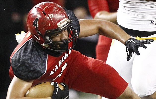 Kahuku running back Kesi Ah-Hoy, who will be a junior this fall, received a football scholarship offer from BYU. Jamm Aquino / Honolulu Star-Advertiser.