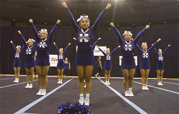 Kamehameha had the cheerleader of the year and the coach of the year in the ILH. Dennis Oda / Star-Advertiser