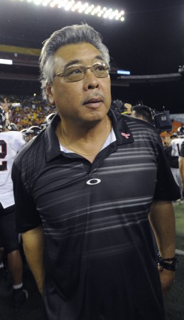 Iolani football coach Wendell Look has eight state titles and 176 wins in his career.