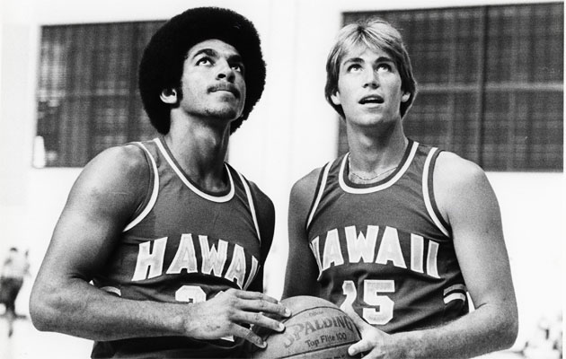 Sam Johnson held the HHSAA tournament scoring record before joining Dan Hale, who won a championship at Punahou as a coach, at UH. Star-Bulletin photo by John Titchen.