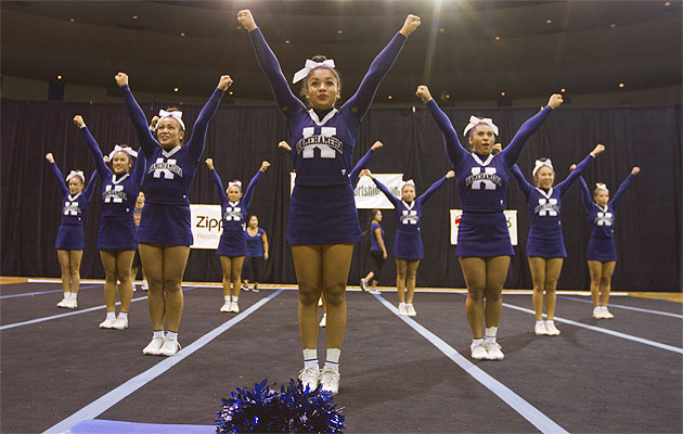 The Kamehameha cheerleading squad cleaned up its routine enough to go from fifth at states to tops in the nation. Dennis Oda / Star-Advertiser
