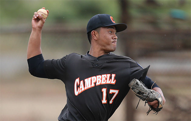 Campbell pitcher Ian Kahaloa was untouchable in his first start of the season. Darryl Oumi/ Special to the Star-Advertiser