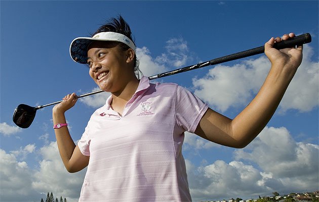 Punahou's Mariel Galdiano shot a 9-under 63 to win the ILH's third tournament of the season. / Honolulu Star-Advertiser photo by Jamm Aquino