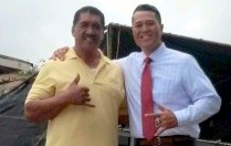 The day he was announced as Kahuku's new football coach, Vavae Tata, right, paid a visit to Kahuku football legend Junior Ah You, who starred at Arizona State and in the CFL and is in the CFL's Hall of Fame. / Courtesy photo.