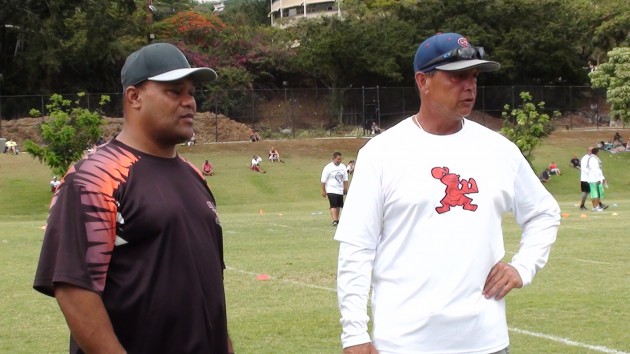Only fitting: Photo No. 808 in my file features Saint Louis QB guru Vince Passas (right). Paul Honda/Star-Advertiser