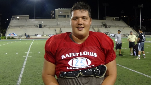 The offer count has gone from two to nine in just two weeks for Saint Louis OL Nate Herbig. Paul Honda/Star-Advertiser