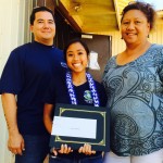 Melia Takakusagi of the Waimea air riflery team, center, was awarded an NIAAA scholarship. Courtesy of HIADA.