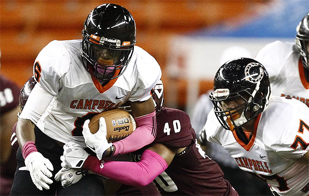 Senior running back Terell Johnson will be a focal point in Campbell's offense in 2015. Jamm Aquino / Star-Advertiser.