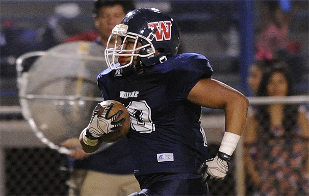 Running back Jurick Valdez believes coach Walter Young's conditioning program will have the Seariders feeling fresh in the fourth quarter. Bruce Asato / Star-Advertiser.