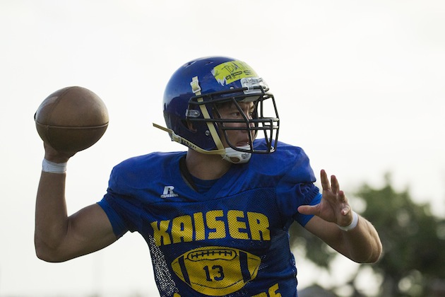 Nic Tom is deciding between several schools, including Air Force and Division II Central Washington. Cindy Ellen Russell / Honolulu Star-Advertiser.