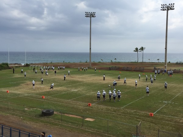 Kamehameha JV team warming up. 