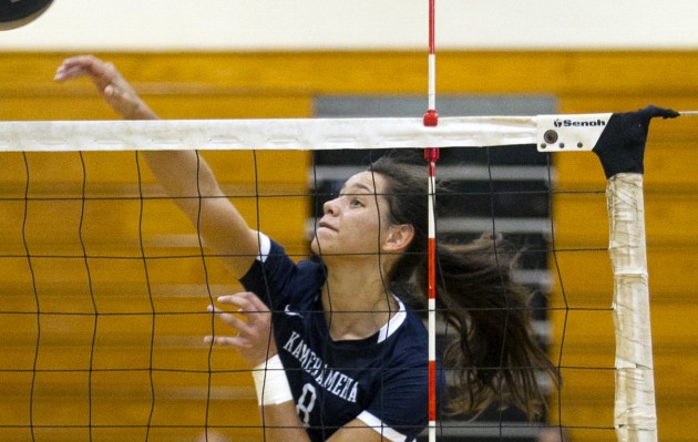 Kayla Afoa rose for a kill and Kamehameha opened its 2015 season with two wins at the Hawaii Volleyball Invitational. Cindy Ellen Russell / Star-Advertiser