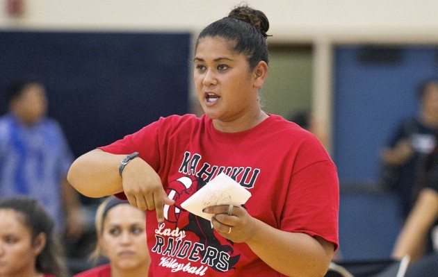 Mounia Tachibana is the new coach for Kahuku this year. Cindy Ellen Russell / Star-Advertiser