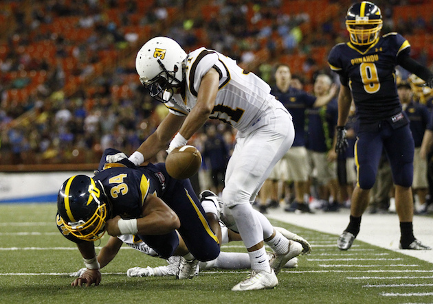 Mililani was ranked No. 2 when it stopped Punahou's 19-game winning streak to win the 2014 state title. Photo by Jamm Aquino/Star-Advertiser.