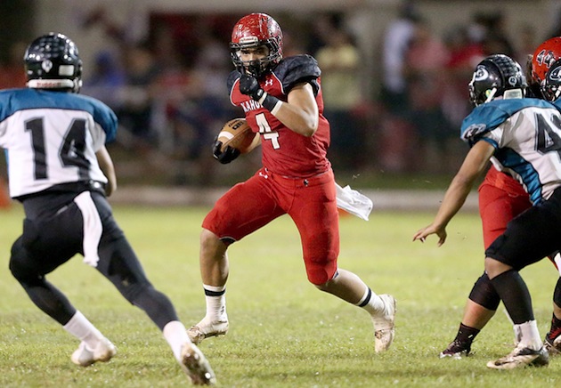Kahuku's Kesi Ah-Hoy has beaten Kapolei three times already in his career. Photo by Jay Metzger/Special to the Star-Advertiser.