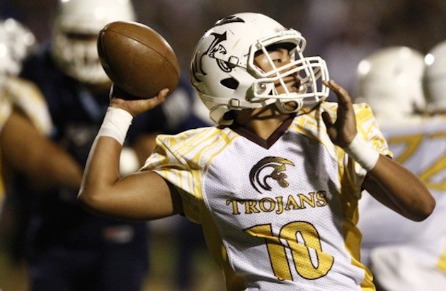 Kaysen Higa has stepped in and kept Mililani moving forward since McKenzie Milton went down with a shoulder injury. Jamm Aquino/Star-Advertiser