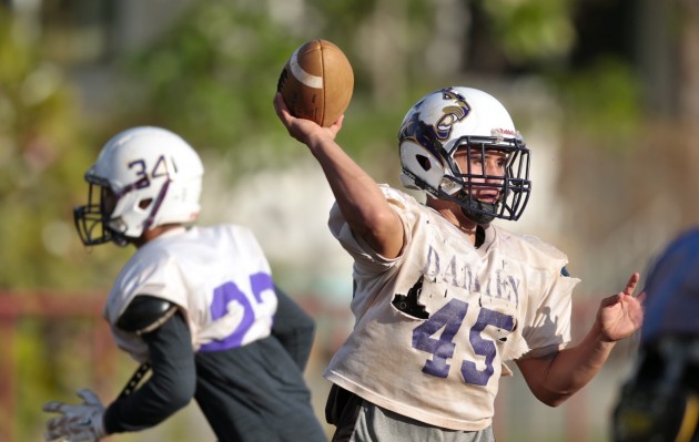 Damien quarterback Marcus Faufata-Pedrina, who holds the school record for 296 passing yards in a game, returns this fall. Jamm Aquino / Honolulu Star-Advertiser.