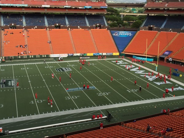 Kahuku is decked out in its usual red. 
