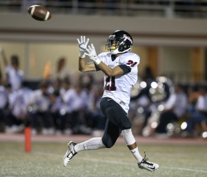 'Iolani's Keoni-Kordell Makekau finished his career sixth on the all-time receiving list with 2,457 yards. Photo by Jay Metzger/Special to the Star-Advertiser.