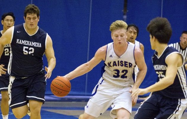 Senior Chance Kalaugher is one of the leaders for the Kaiser Cougars, who moved from No. 2 to No. 1 in the Honolulu Star-Advertiser's boys basketball poll on Monday. Cindy Ellen Russell / Honolulu Star-Advertiser.